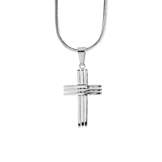 Stripped Cross Pendant with Chain