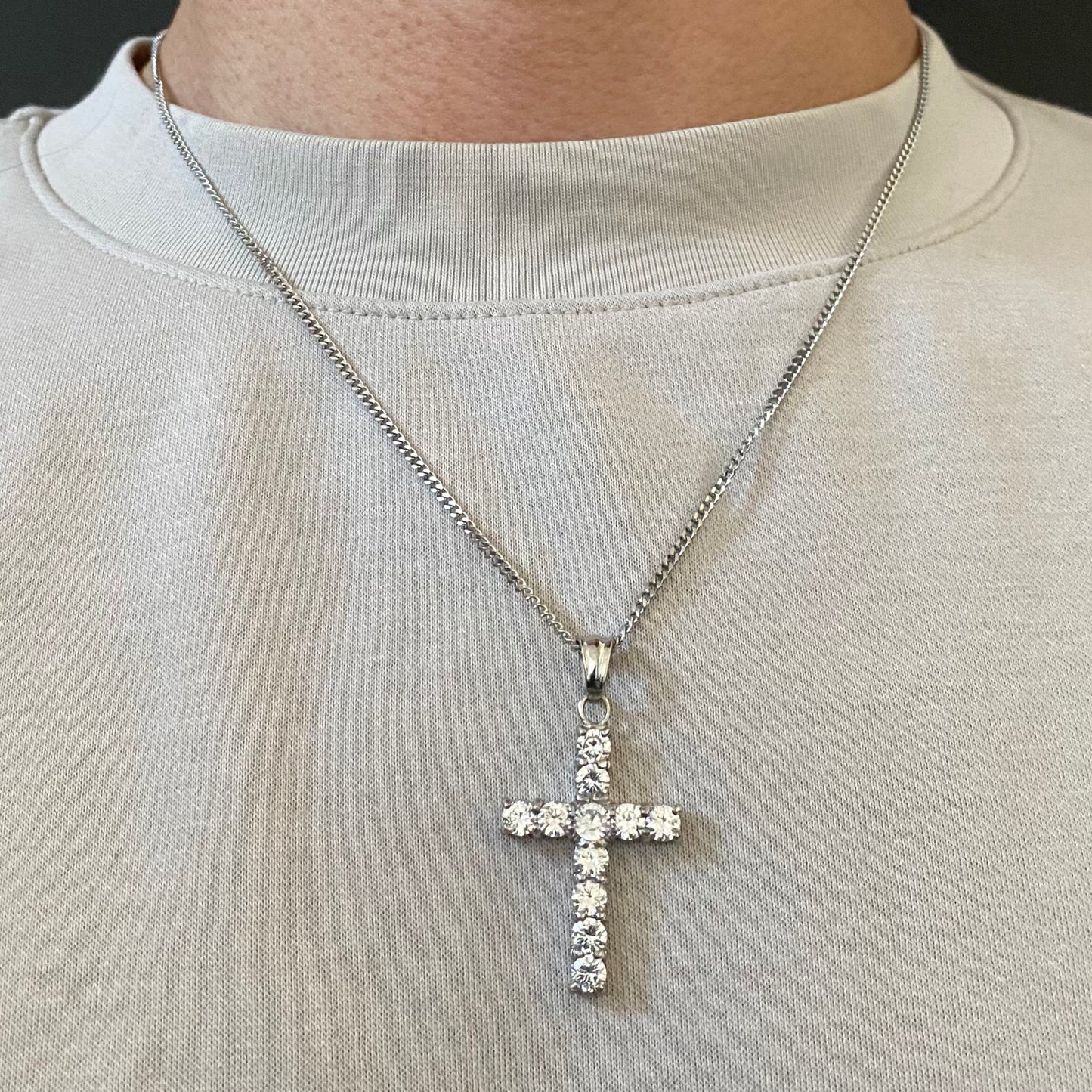 Iced Cross Pendant with Chain