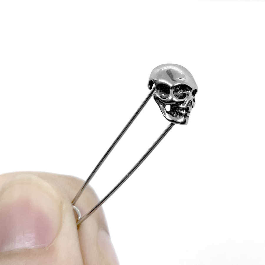 Skull Safety Pin Earrings