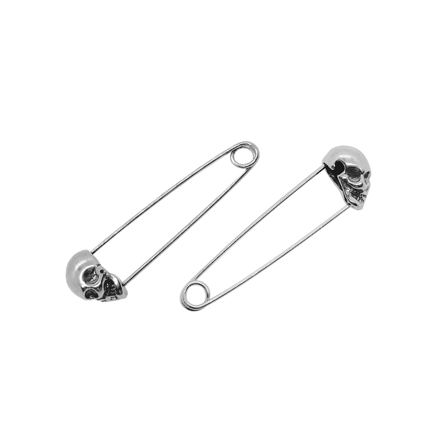 Skull Safety Pin Earrings