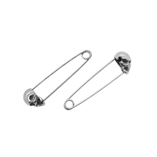 Skull Safety Pin Earrings